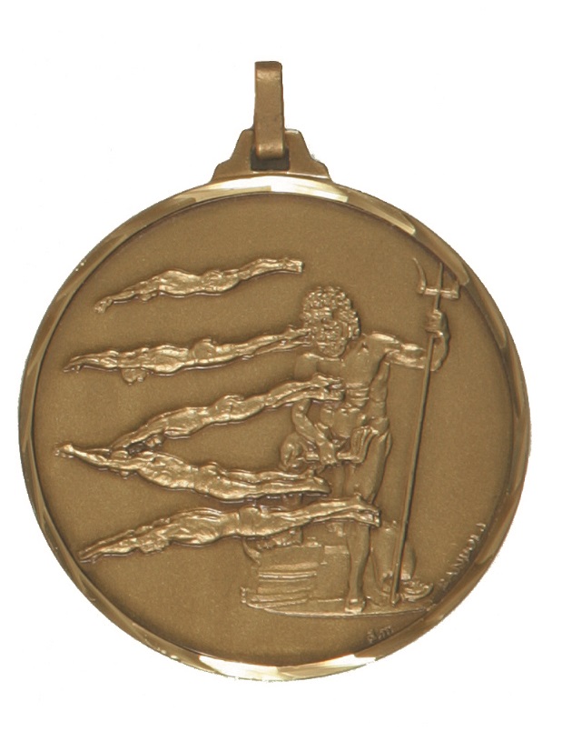 Bronze Faceted Male Swimming Medal (size: 52mm) - 248F
