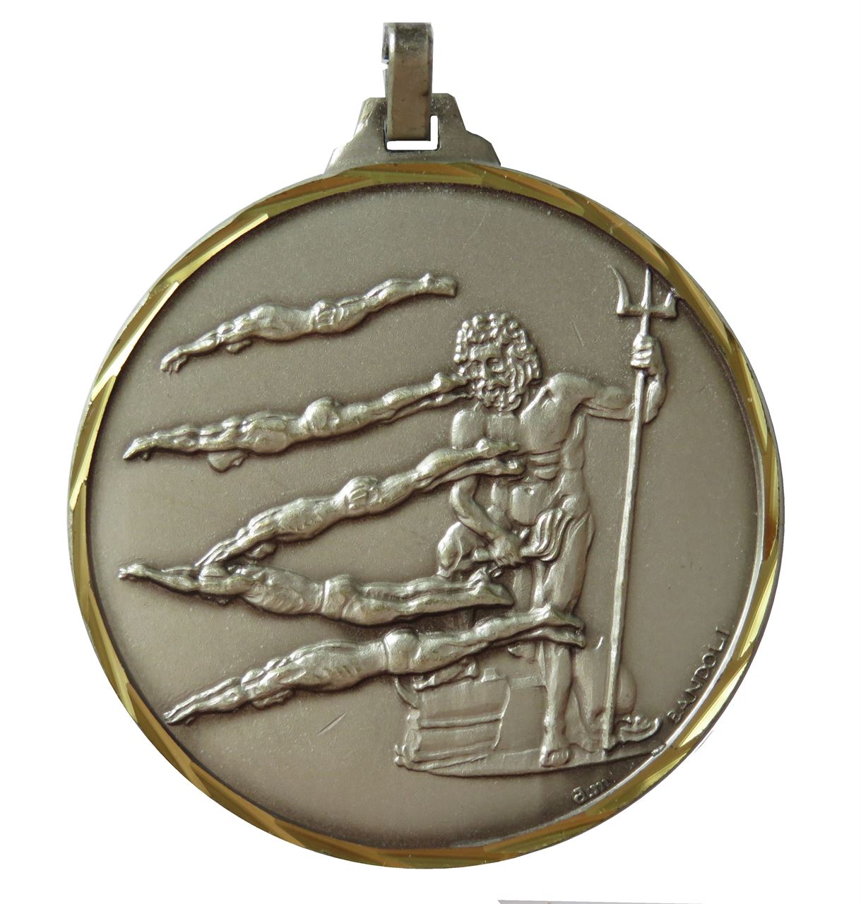 Silver Faceted Male Swimming Medal (size: 42mm) - 248F
