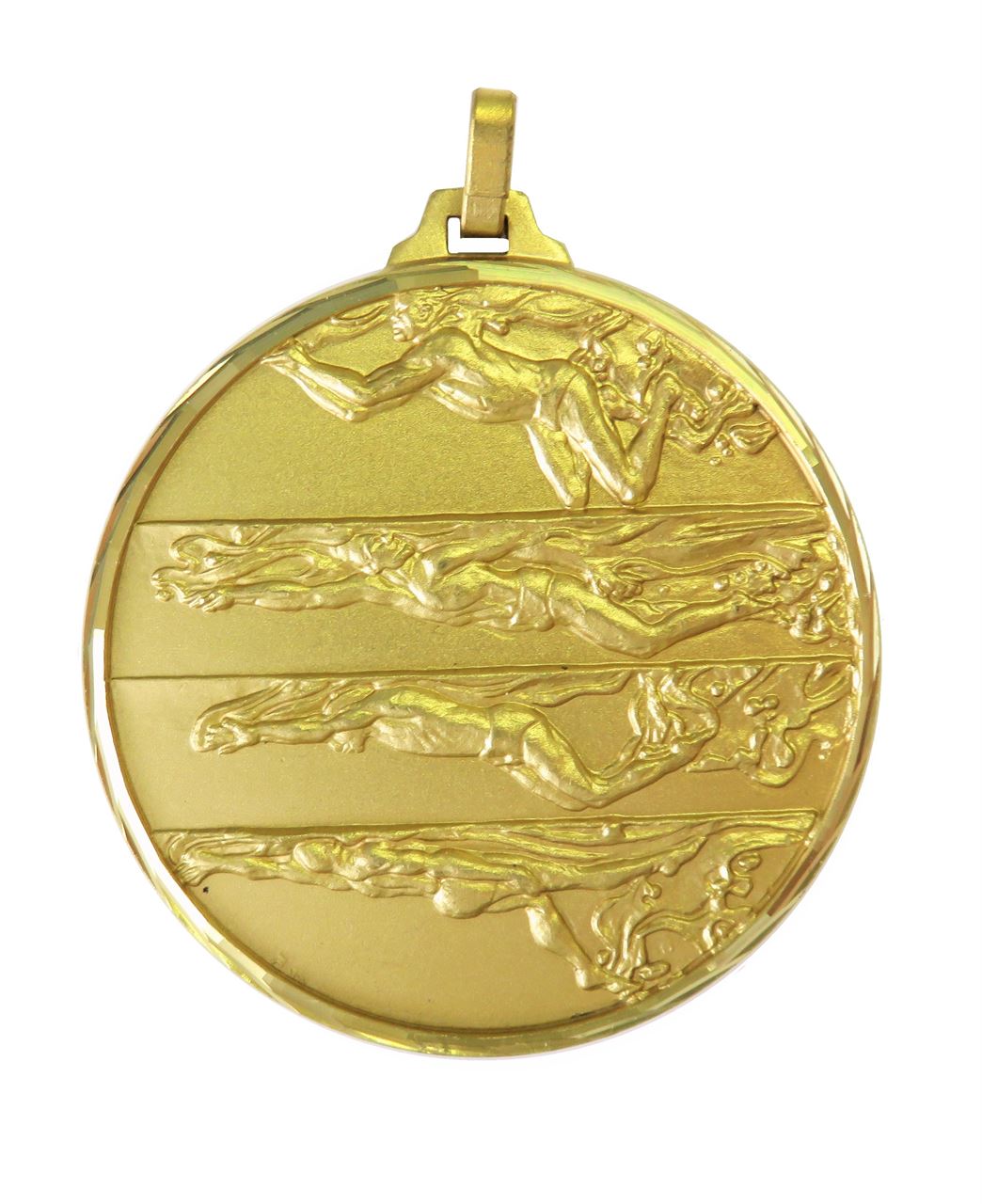 Gold Faceted Male Swimming Medal (size: 42mm) - 244F