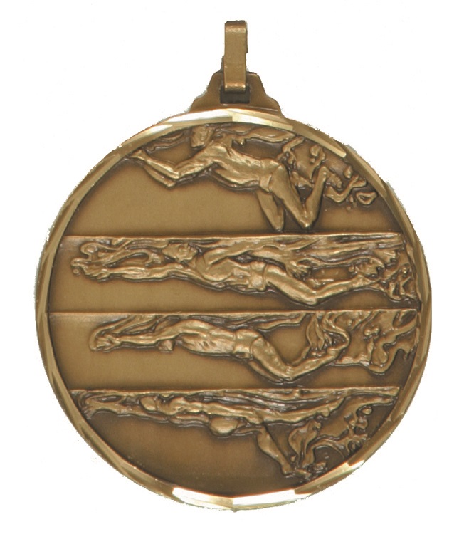 Bronze Faceted Male Swimming Medal (size: 42mm) - 244F