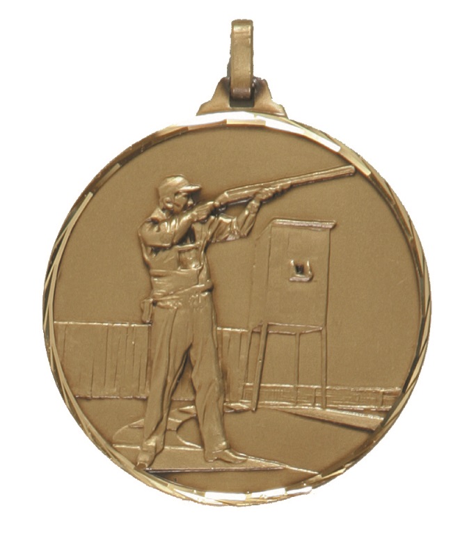 Bronze Faceted Clay Pigeon Medal (size: 52mm) - 331F/52B