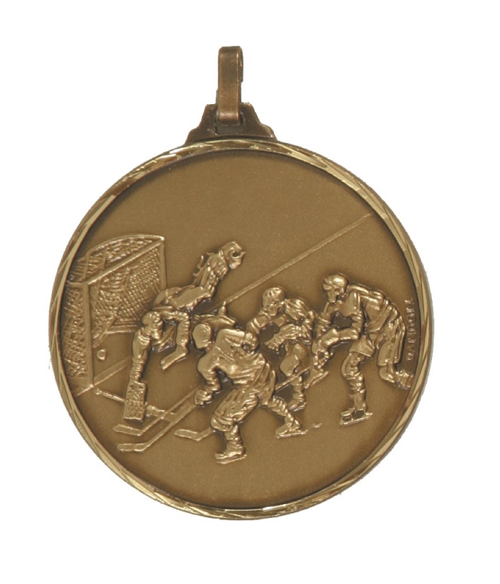 Bronze Faceted Ice Hockey Medal (size: 52mm) - 225/52B