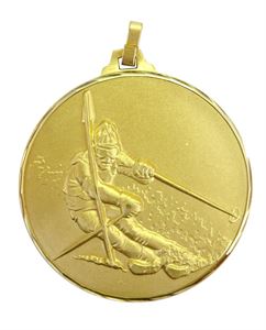 Gold Faceted Skiing Medal (size: 52mm) - 286F/52G