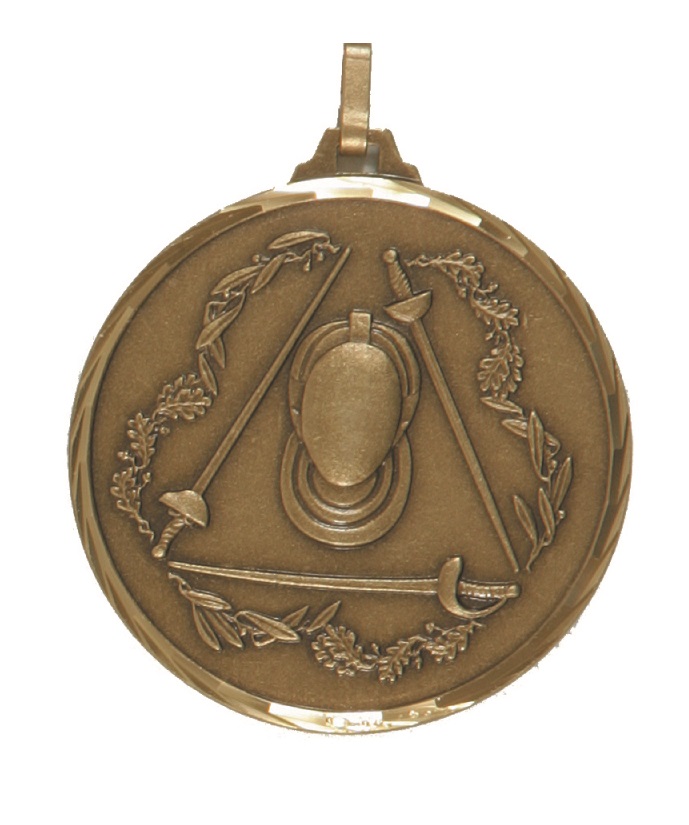 Bronze Faceted Fencing Medal (size: 52mm) - 367/52B
