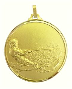 Gold Faceted Water Skiing Medal (size: 52mm) - 319F