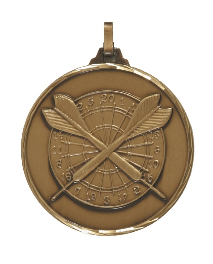 Bronze Faceted Darts Medal (size: 52mm) - H38F