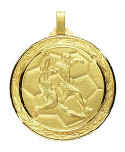 Gold Faceted Football Medal (size: 60mm) - 176F