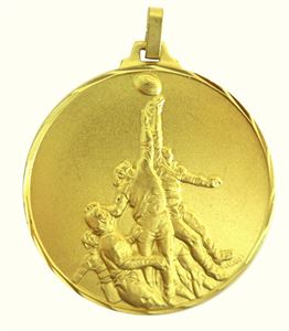 Gold Faceted Rugby Lineout Medal (size: 42mm and 52mm) - 281F