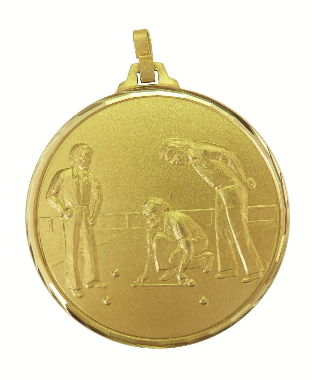 Gold Faceted Lawn Bowls Medal (size: 52mm) - 151F