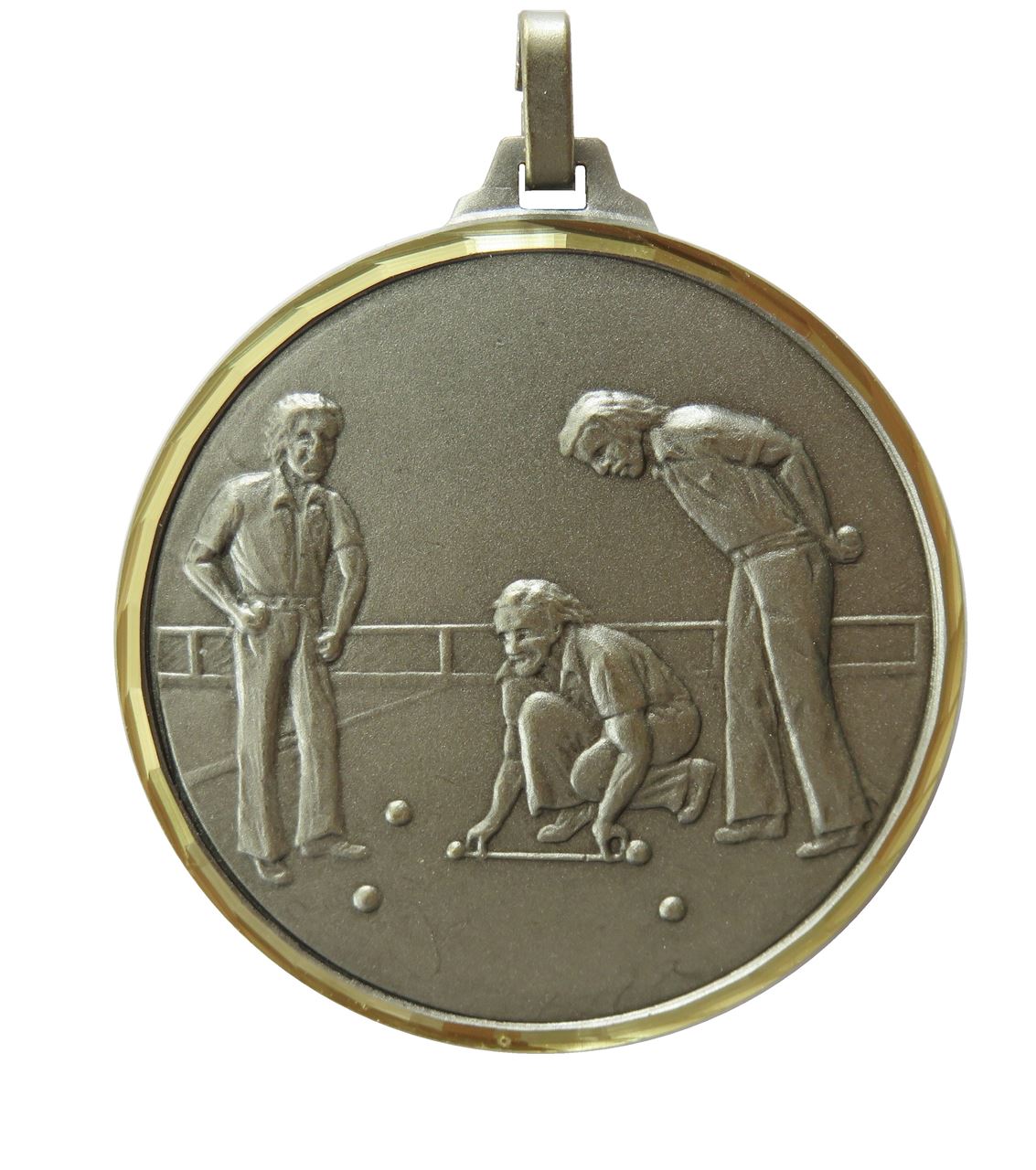 Silver Faceted Lawn Bowls Medal (size: 52mm) - 151F