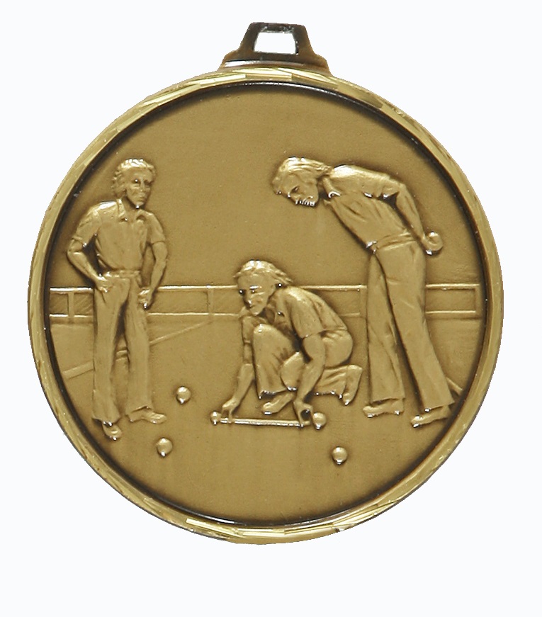 Bronze Faceted Lawn Bowls Medal (size: 52mm) - 151F