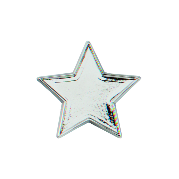 Metallic Silver Star School Pin Badge - SB16126S