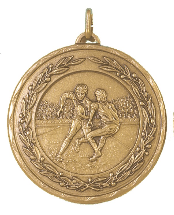 Bronze Laurel Economy Rugby Medal (size: 50mm) - 4281E