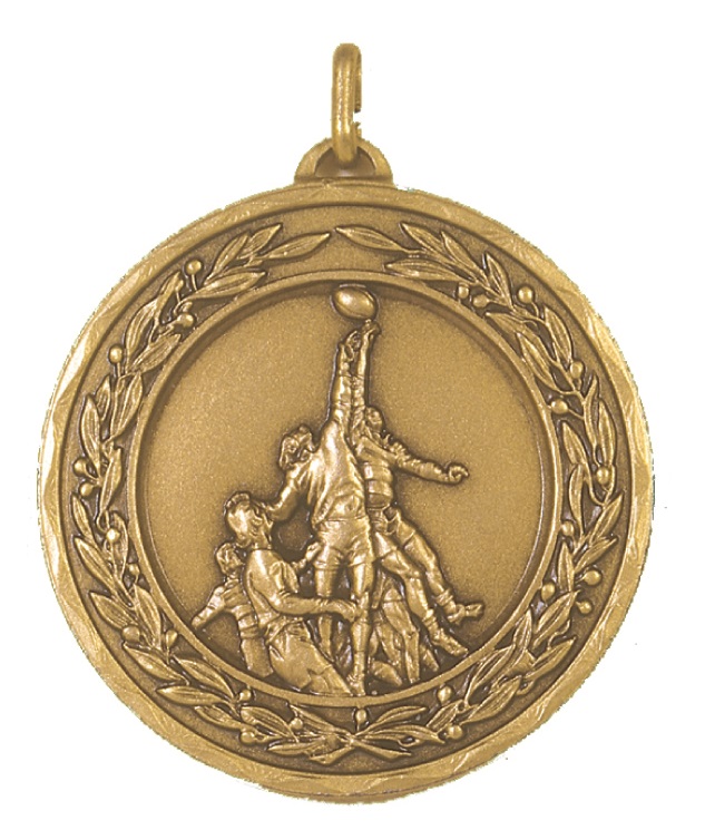 Bronze Laurel Economy Rugby Lineout Medal (size: 50mm) - 4280E