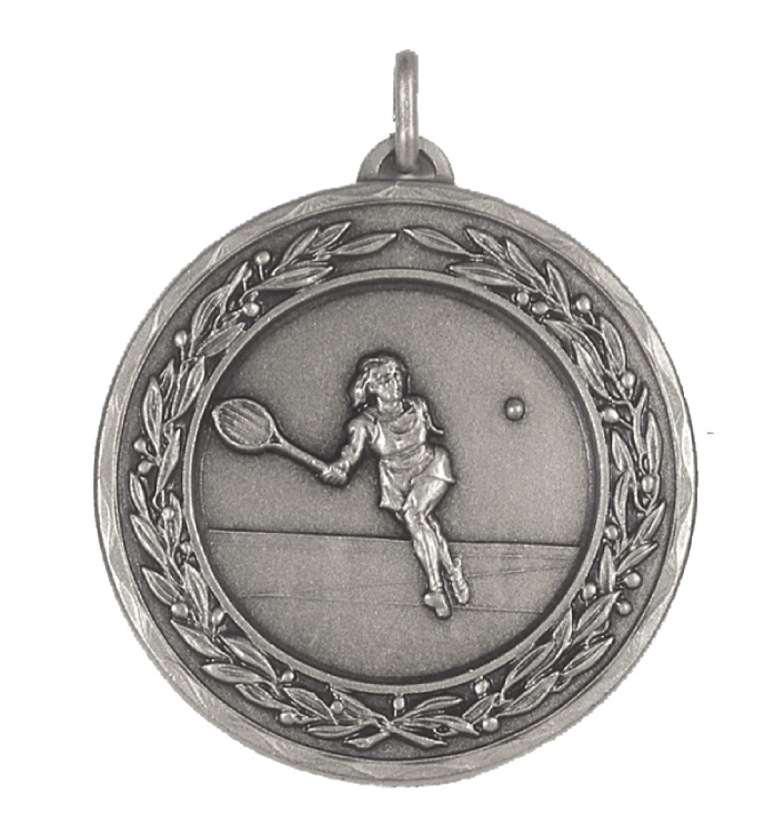 Silver Laurel Economy Ladies Tennis Medal (size: 50mm) - 4175E