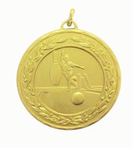 Gold Laurel Economy Ten Pin Bowling Medal (size: 50mm) - 4051E