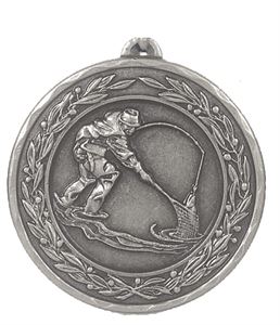Silver Laurel Economy Fishing Medal (size: 50mm) - 4105E