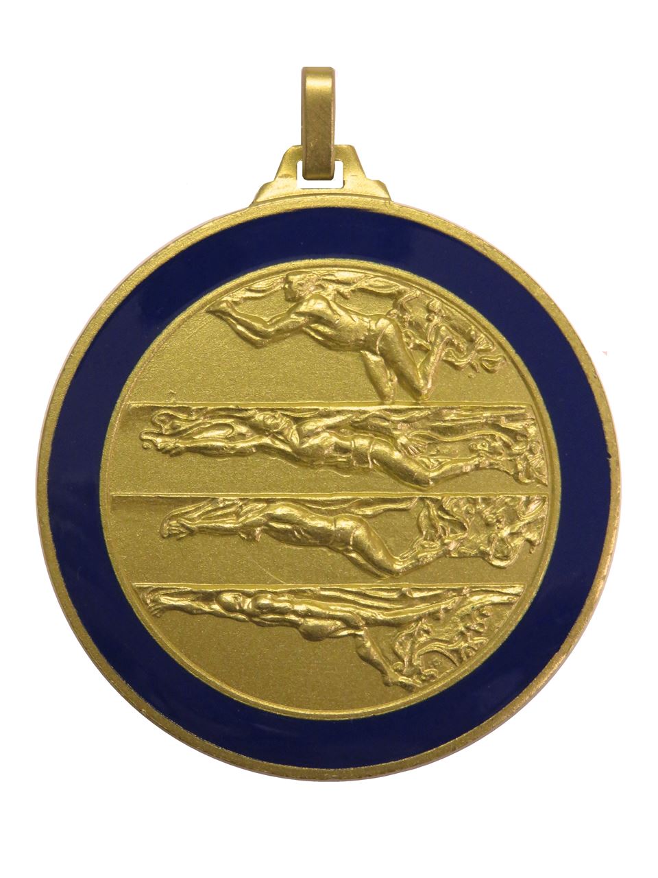  Gold Blue Enamelled Swimming Medal (size: 52mm) - 244BL