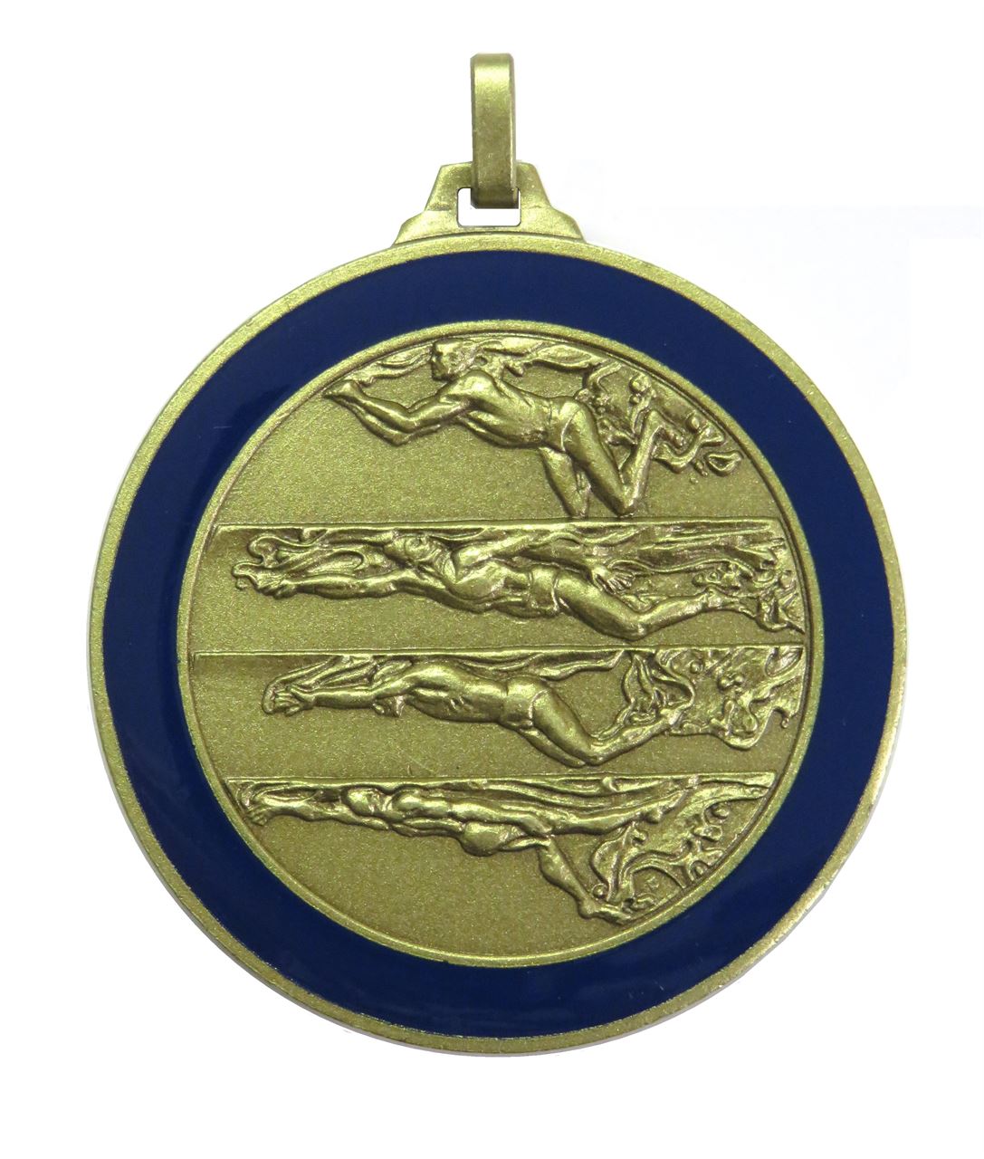 Bronze Blue Enamelled Swimming Medal (size: 52mm) - 244BL