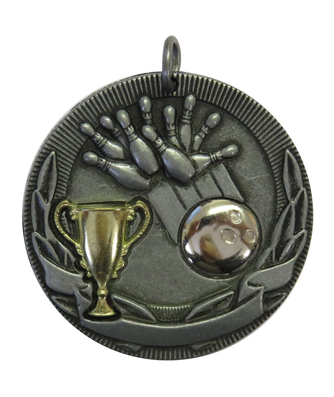 Silver Cup Design Ten Pin Bowling Medal (size: 50mm) - D3TP