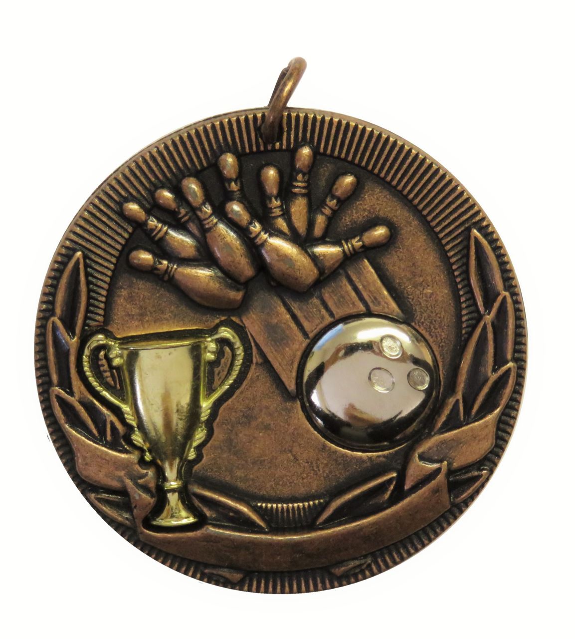 Copper Cup Design Ten Pin Bowling Medal (size: 50mm) - D3TP