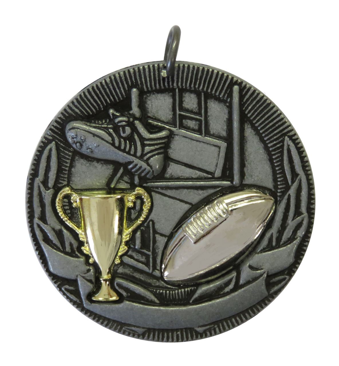 Silver Cup Design Rugby Medal (size: 50mm) - D3RG