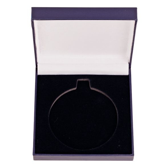 Classic Blue Leatherette Medal Box (size: takes 50mm, 60mm or 70mm medal) - MB0322
