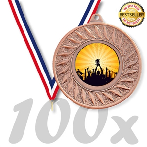 Pack Of 100 Solar Medals With Ribbons & Logo Inserts (50mm) - MM3142/SET100