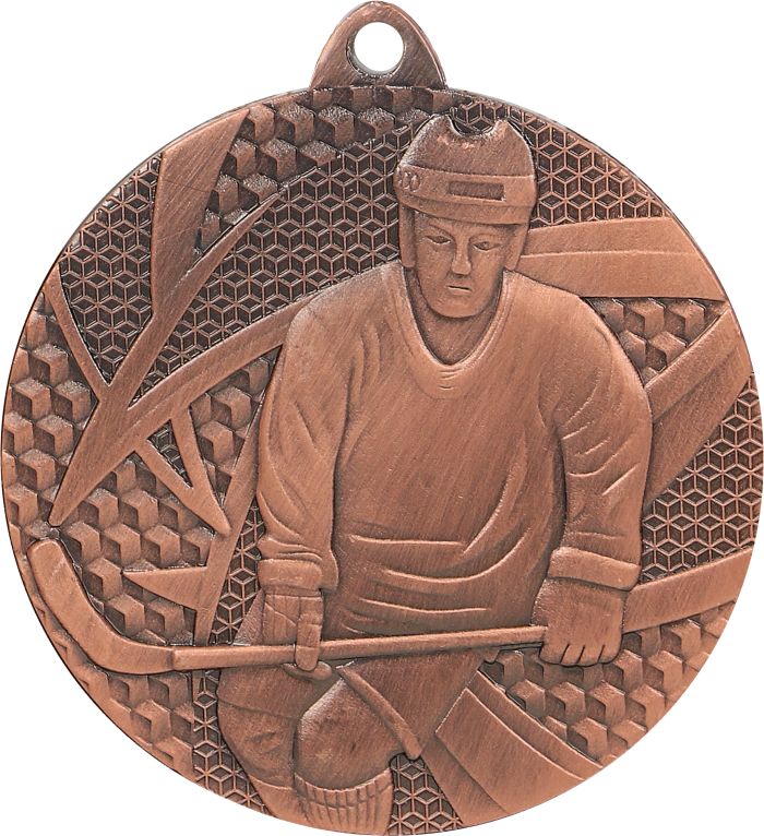 Bronze Geometric Ice Hockey Medal Minimum 100 - MMC6750/B