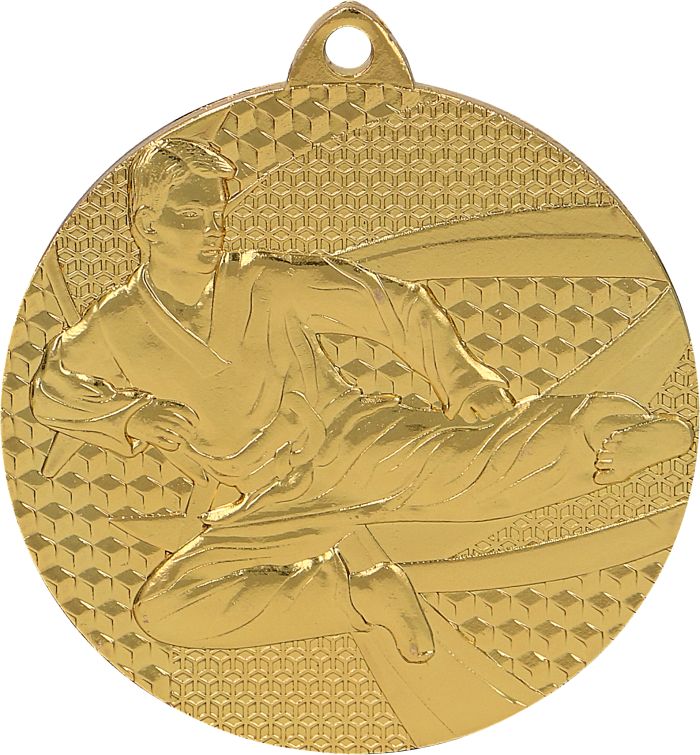 Gold Geometric Martial Arts Medal Minimum 100 - MMC6650/G