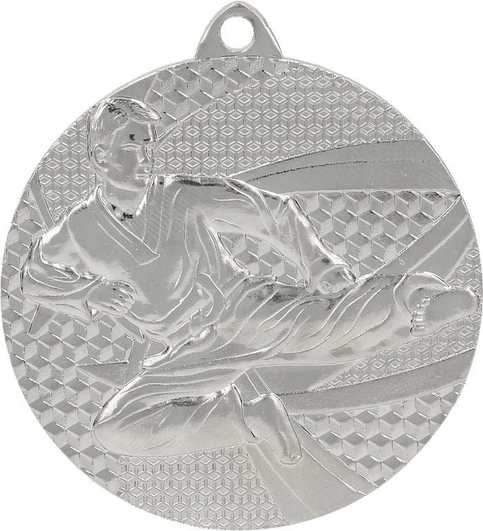 Silver Geometric Martial Arts Medal Minimum 100 - MMC6650/S