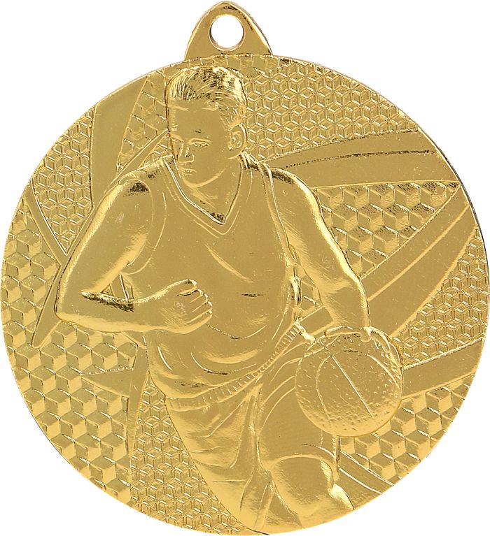 Gold Geometric Basket Ball Medal Minimum 100 - MMC6850/G