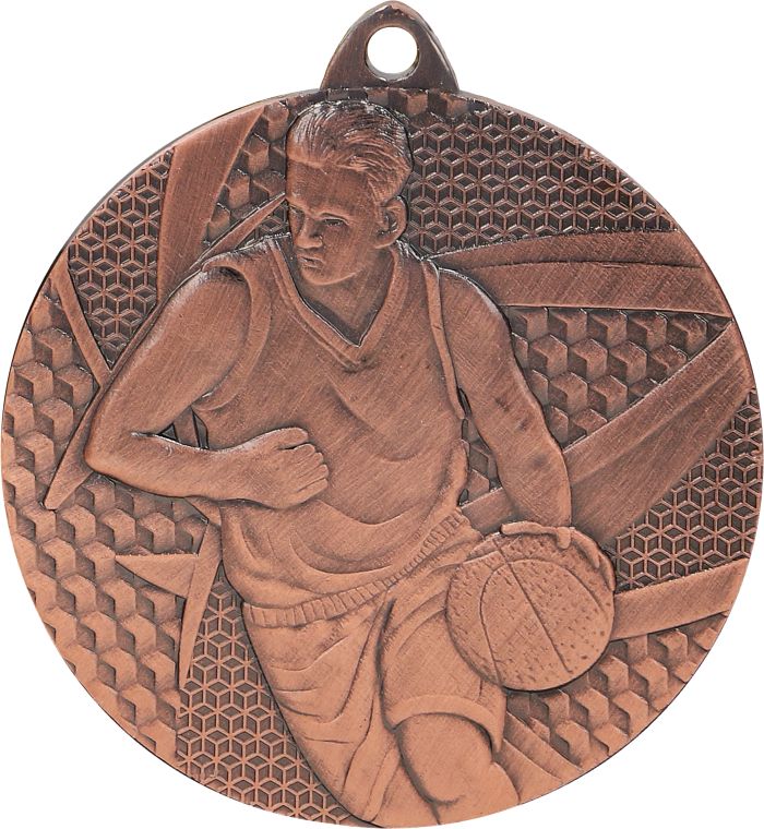 Bronze Geometric Basket Ball Medal Minimum 100 - MMC6850/B