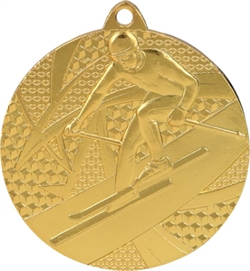 Gold Geometric Skiing Medal Minimum 100 - MMC8150/G