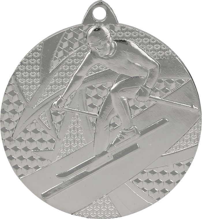 Silver Geometric Skiing Medal Minimum 100 - MMC8150/S