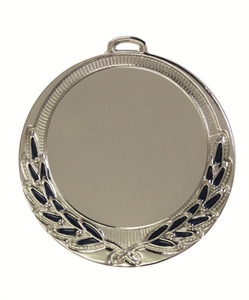 Silver Quality Blue Enamelled Laurel Medal (size: 70mm) - 65532E