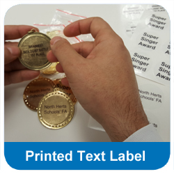 Personalised self adhesive printed text label