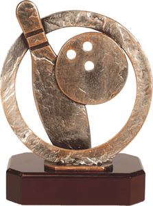 Round Ten Pin Bowling Pewter Trophy - BEL359