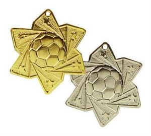 Pack of 100 Starblast Football Medals with Ribbons & Text Labels (60mm) - MD053/SET100