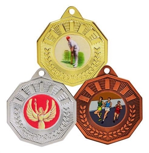 Pack of 100 Decagon Medals with Ribbons & Logo Inserts (50mm) - MD051/SET100