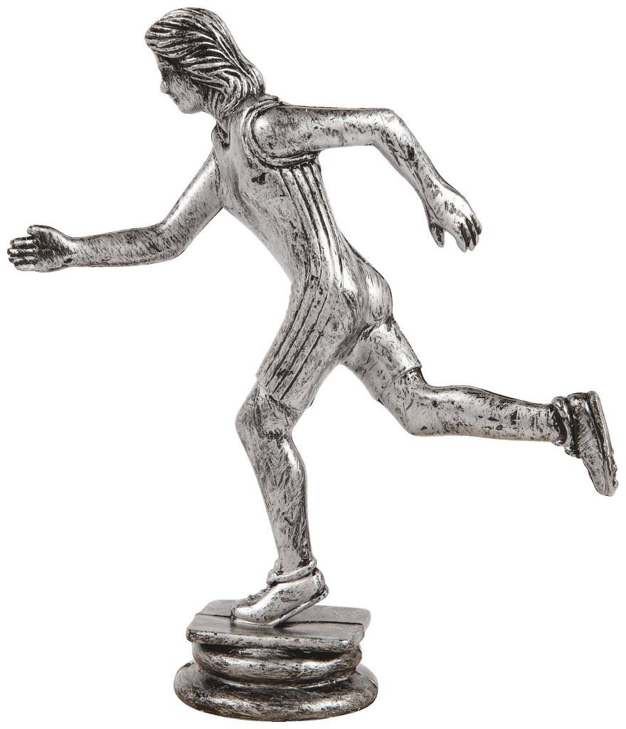 Antique Silver Female Running Trophy Figure Top - T.6107
