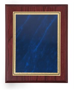Mahogany Finish Plaque with Blue Marble Mist Front