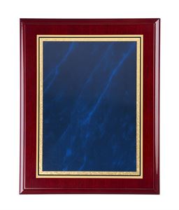High Gloss Rosewood Finish Plaque with Blue Marble Mist Front - LPF03