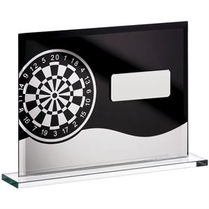 Darts Black Mirrored Glass Plaque - GLM61