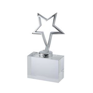 Silver Outline Star Crystal Award - TZ052