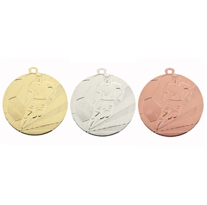 Pack of 300 Action Footballer Medals with Ribbons & Text Labels (50mm) - D112A/SET300