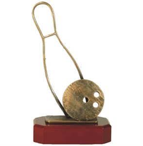 Ten Pin Bowling Ball and Skittle Pewter Trophy - BEL167