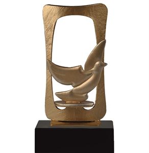 Gold Frame Bird Pewter Trophy - BEL700-014