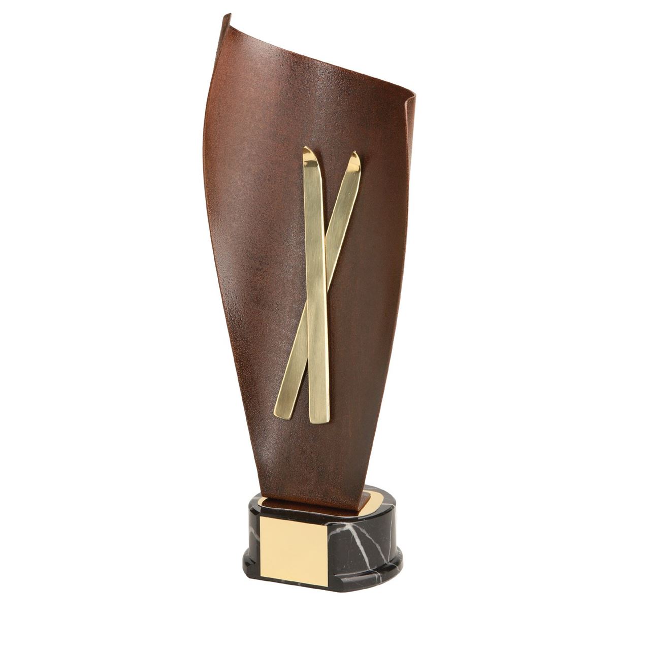Gold Skis Handmade Metal Trophy - 1104