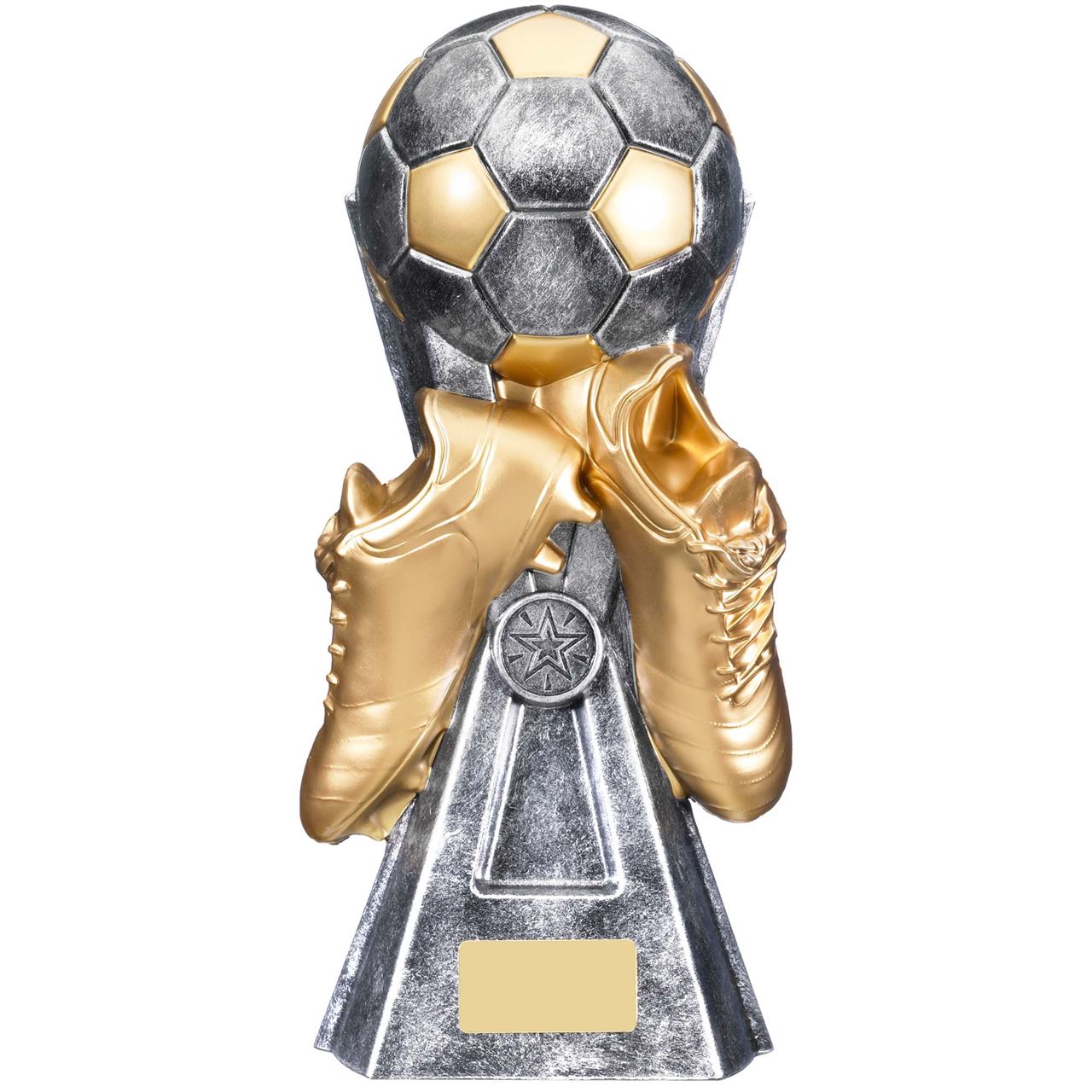 FOOTBALL SOCCER TROPHY 3 SIZES AVAILABLE ENGRAVED FREE BOOT SCORE RESIN TROPHIES 